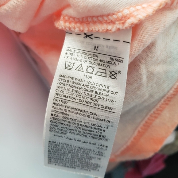 Old Navy The Easy Tee Medium Orange White Tie Dye Short Sleeve Shirt Palm Tree - Picture 3 of 6